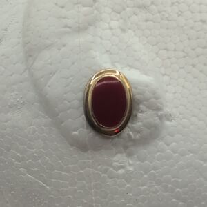 Vintage Elegant Gold Toned and Red Oval Button Stud Earrings